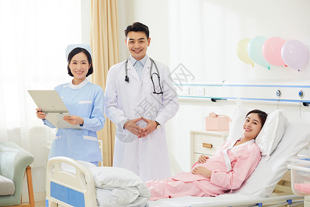 医院妇产科医生和护士形象背景图片