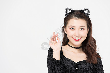 猫耳朵女孩甜美女孩cos猫耳朵写真背景