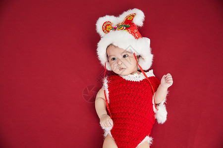 新年春节装扮的可爱婴儿背景图片