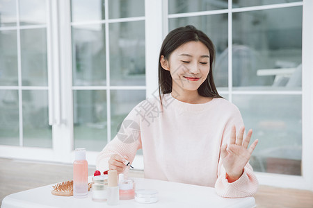 美甲清新素材美女独居生活美甲背景