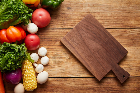 木质背景素材砧板蔬菜美食素材背景素材背景