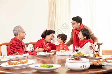 2021元旦放假新春家庭团圆年夜饭背景