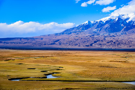 曼查德廷塔新疆喀什帕米尔高原塔合曼湿地自然风光背景