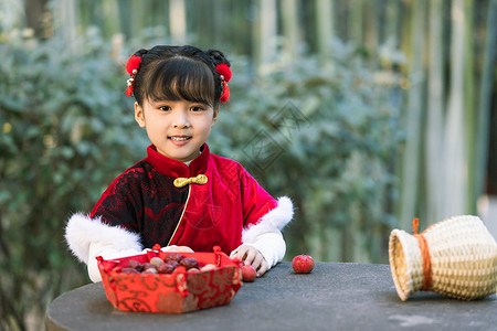 汉服中国风可爱儿童过新年背景图片