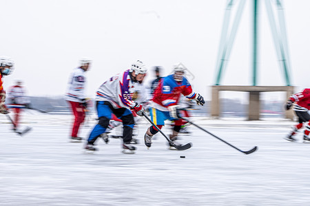 曲棍球比赛声冬季的冰球运动背景