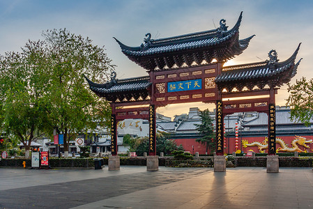 南京夫子庙雪景背景图片