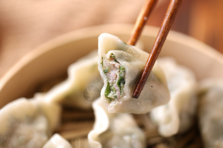 白菜猪肉水饺饺子及原材料背景