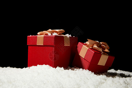 圣诞节红色喜庆礼物盒背景图片