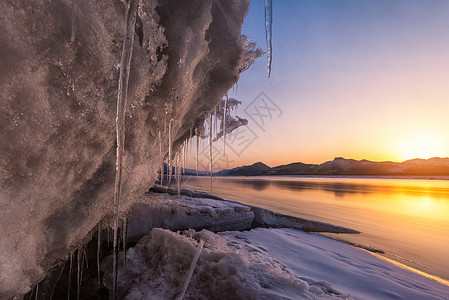 江雪素材鸭绿江冬天风光背景