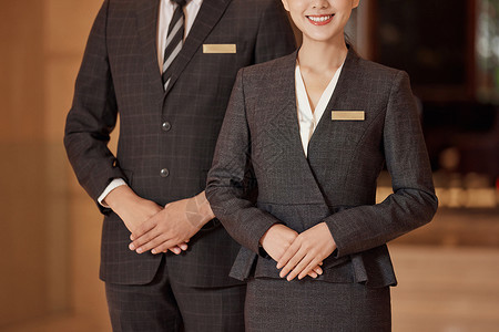 酒店管理专业豪华酒店的专业服务人员形象特写背景