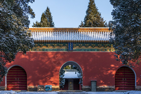 中国江苏南京明孝陵雪景高清图片