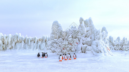 腾讯企鹅素材内蒙古冬季冰雕景观背景