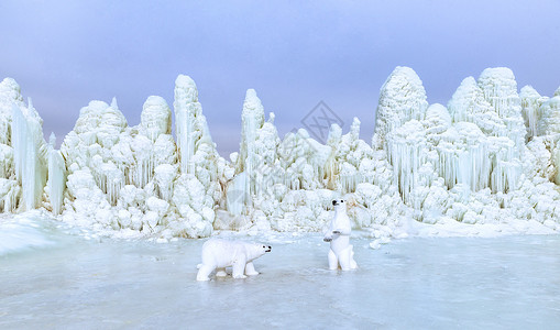 内蒙古冬季冰雕景观背景图片