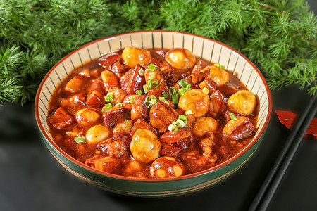 干菜焖肉东北特色红烧肉焖蛋背景