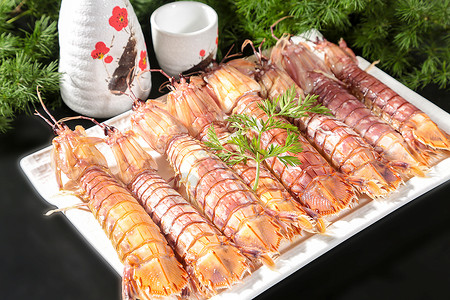 盐水皮皮虾日本料理爬爬虾高清图片