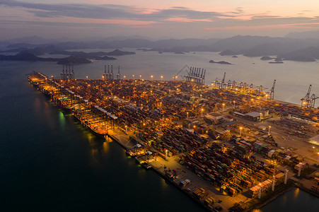 深圳盐田港港口货轮航拍背景图片