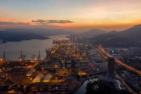 深圳盐田港港口货轮航拍背景图片