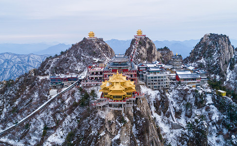 景点雪景洛阳栾川老君山背景