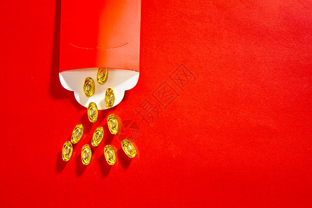 新年静物红包和金元宝背景图片