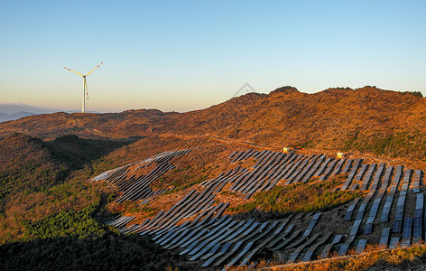 光伏场太阳能电池板光场高清图片