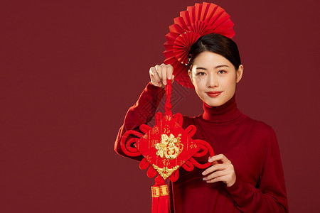 新年春节中国风美女背景图片