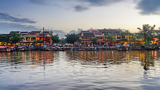 越南岘港会安古镇河边景色图片