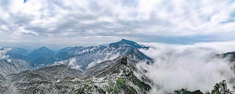 贵州天气航拍贵州梵净山雪景全景图背景