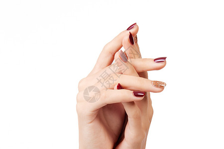 纹身指甲女性美甲手部手势特写背景