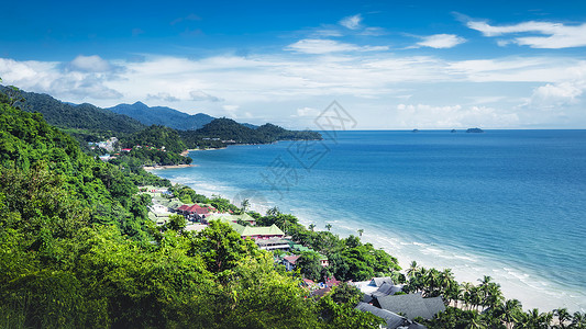 泰国热带椰风椰林海滨海域背景