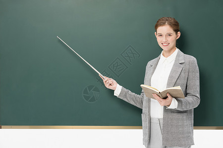 讲课辅导班指着黑板的年轻英语外教形象背景