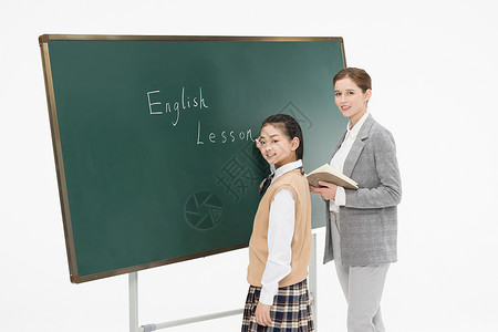 英语外教辅导女学生背景图片