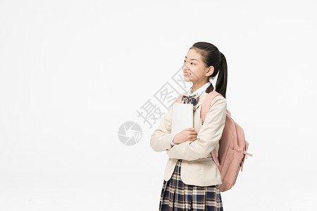背着书包的可爱的女学生形象小女孩图片