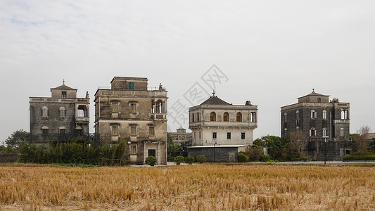 广东江门浮月村洋楼背景图片