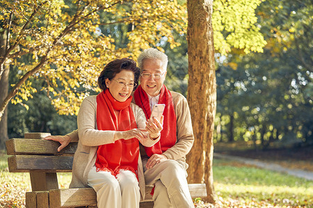 春节网络素材老年夫妇视频通话背景