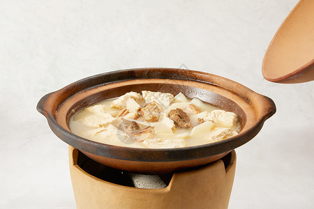 砂锅食材豆腐炖汤背景