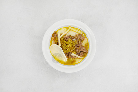 咸菜小黄鱼年糕汤雪菜牛肉年糕汤背景
