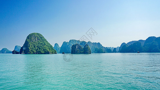 船游越南海上桂林下龙湾背景