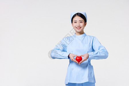 双手比心的护士形象背景图片