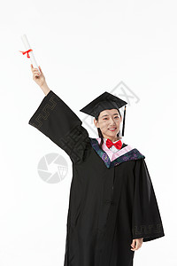 大学毕业生美女手举毕业证书图片