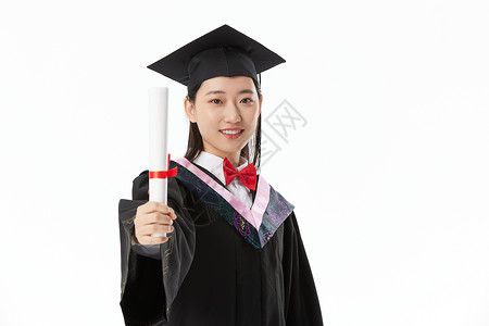 学士证书手拿毕业证的女大学毕业生背景