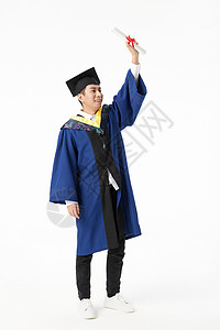 男硕士毕业生手举结业证书背景图片