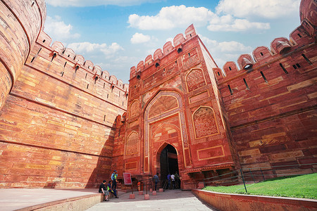 印度阿格拉红堡背景图片