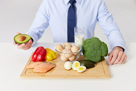 蔬菜纤维职场男性的健康饮食背景