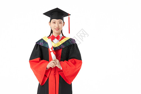手拿证书的女博士毕业生图片