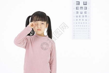 眼科医院视力不佳的小女孩背景