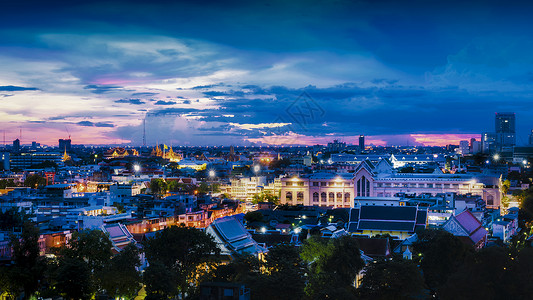 曼谷cbd泰国首都曼谷城市夜景背景