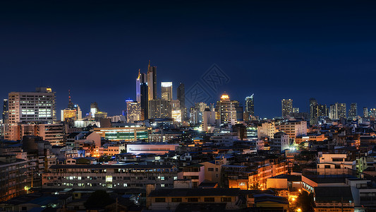 曼谷cbd泰国首都曼谷城市夜景背景