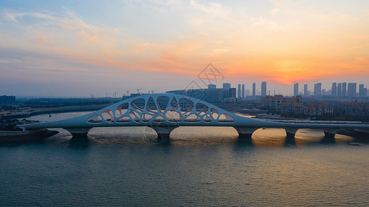 青岛东方影都青岛城市风光星光岛珊瑚贝桥背景