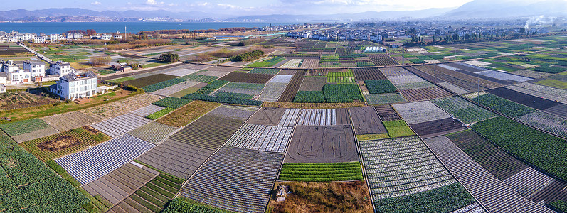 全景航拍高原云南大理耕地田野风光图片