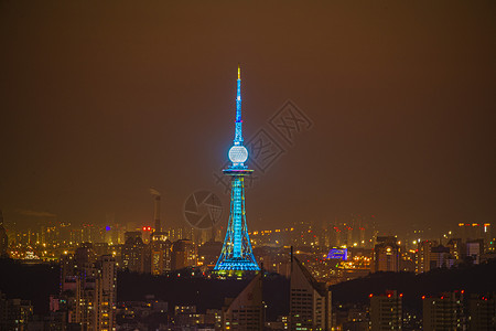 青岛电视塔夜景背景图片